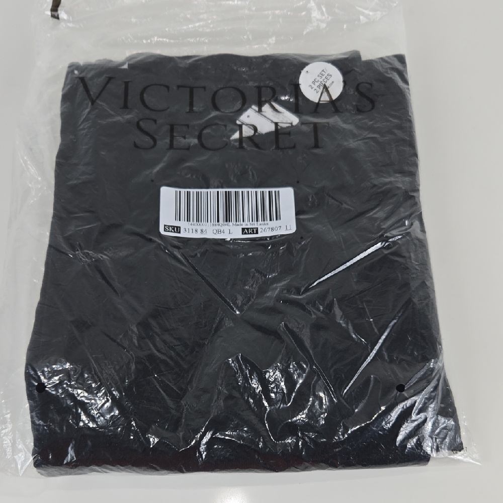 Victoria’s Secret Cotton Heart Pointelle Pajama Set Black LG - Picture 7 of 16